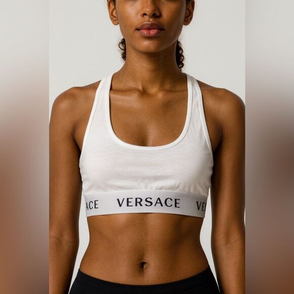 VERSACE White Sports Bra with Gray Band - Picture 8 of 8